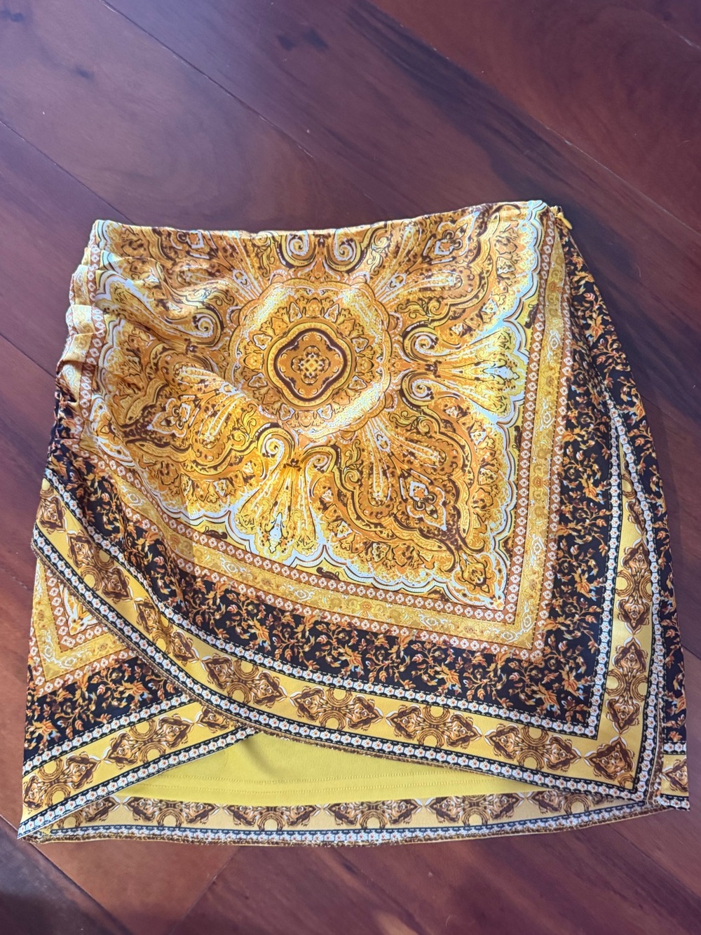 Yellow Paisley Print Mini Skirt
